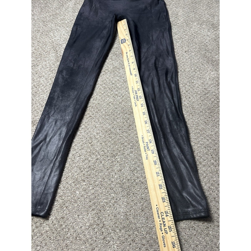 Spanx Faux Leather Leggings Womens Small Petite Mid Rise Black Pull On Stretch - Picture 7 of 9